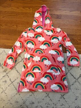 Boden 7-8 Pink Rainbow Hooded Coverup